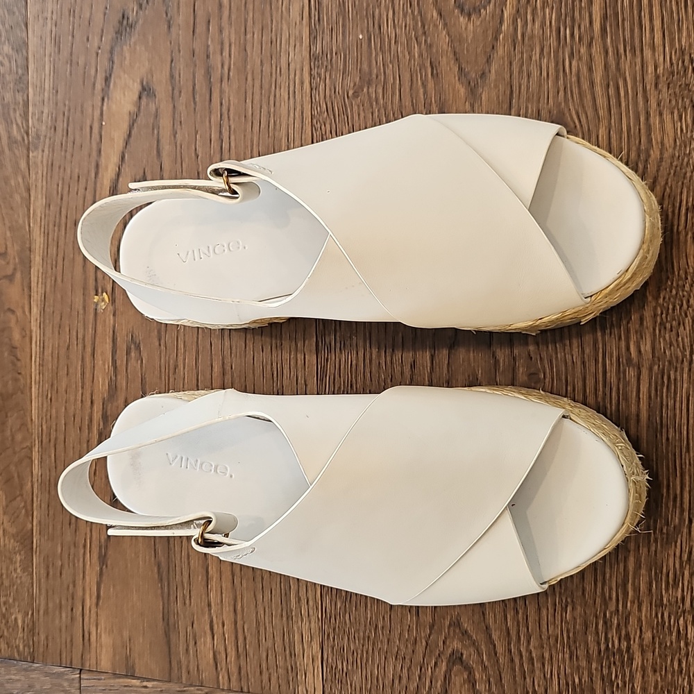 Vince ladies platform white sandals. 7.5 . Excellent condition